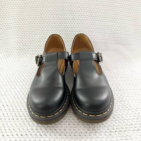 Dr. Martens  Polley Black Smooth Leather Mary Jane Buckle Platform Heels Shoes 7