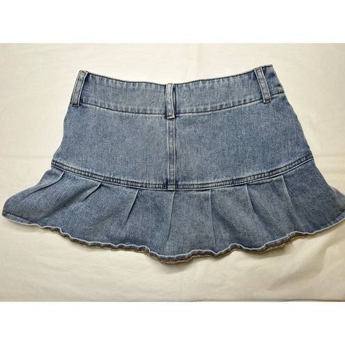 PacSun Medium Blue Pleated Low Rise Denim Skirt In Size 24