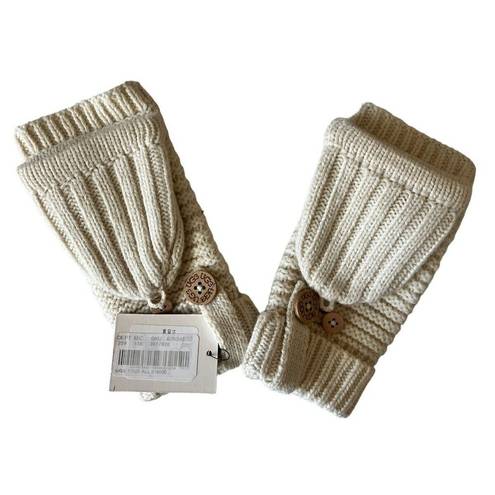 UGG  Wool Blend Fingerless Knit Gloves Mittens Cream Womens One Size NEW