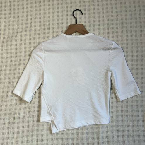 Helmut Lang NWT  White Asymmetric Rib-Knit Crop Top