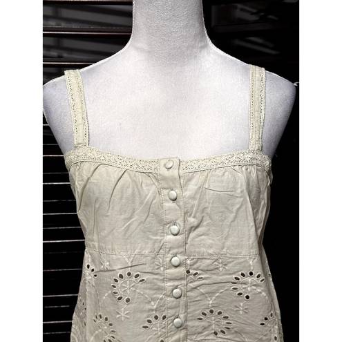 Guess  Women's 100% Cotton Green Button Front Eyelet Lace Crop Tank S NWT