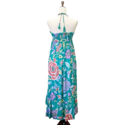 Rachel Zoe NWT  Maxi Skirt Aqua Coral Tropical Floral Button Front Size Small NEW