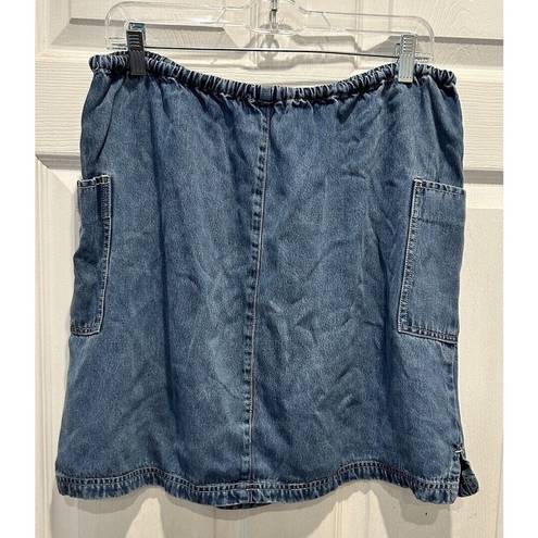 J.Jill Vintage  Medium Wash Short Tencel Lyocell Denim Skirt Made In USA Large