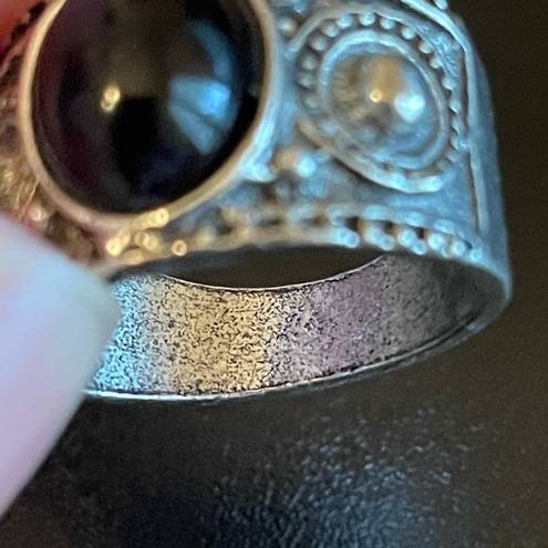 Onyx Vintage black  antique silver plated ring size 6.5