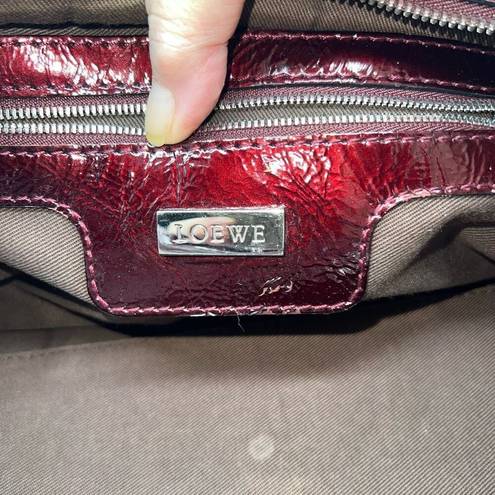 Loewe  Amazona 28 Burgundy Patent Leather Handbag (minor callouts in pics)