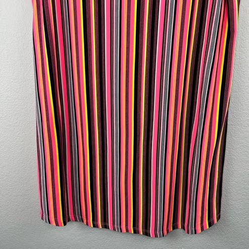 Brooks Bobbie  Multi-Color Knee Length Rainbow Striped T-Shirt Shift Dress XL