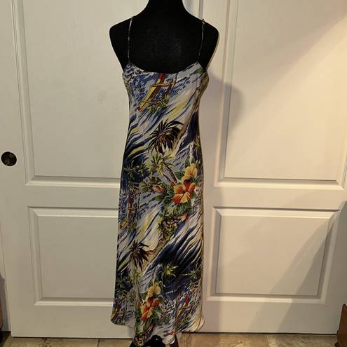 Avanti 90s VTG  SILK HAWAIIAN FLORAL PRINT DRESS