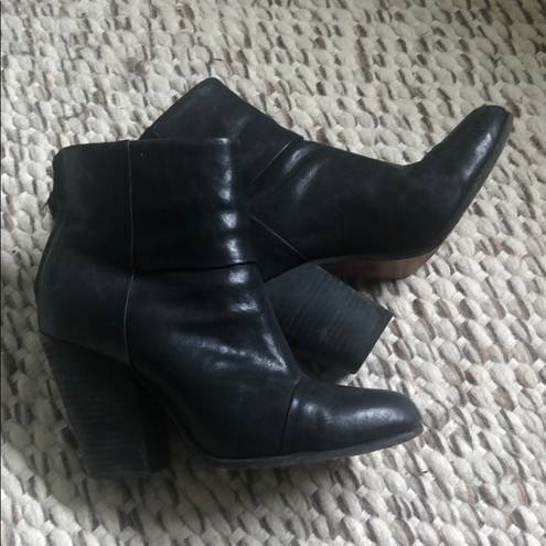 Rag and Bone  Black Leather Newbury Boots sz 9.5