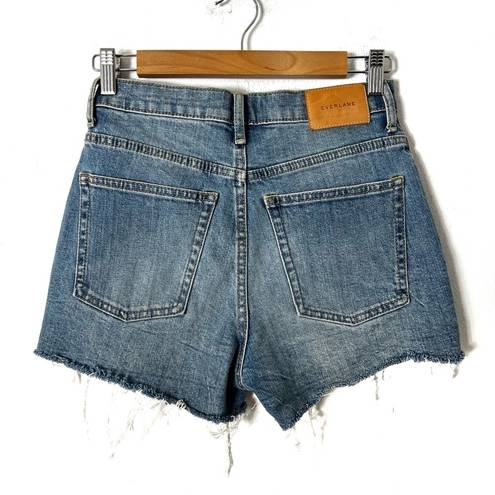 Everlane  Cheeky Blue Denim Shorts Button Closure