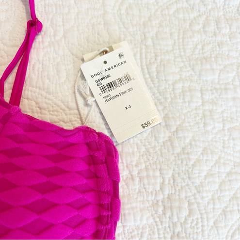 Good American  Pink Jacquard Bikini
Top Demi Cup Size 3 Large L NWT