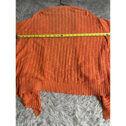 J.Jill  Cardigan Sweater Womens Large Orange Linen Blend Lagenlook Slouchy