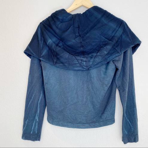 Young Fabulous and Broke  Navy Tie Dye Quilted Crop Moto Jacket Size XSmall