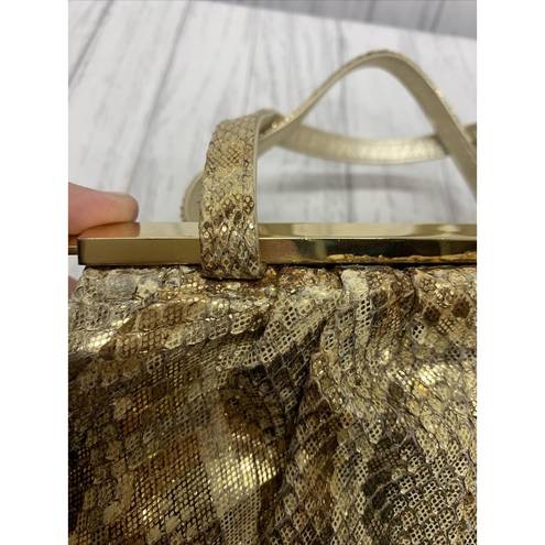 Stuart Weitzman Womens  Vintage Gold Snake Skin Clutch