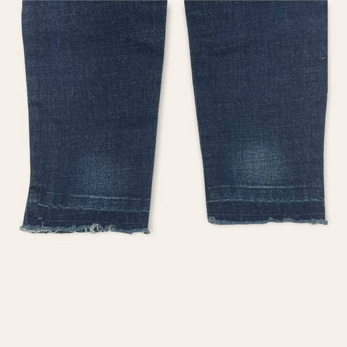 Harper  14" High Rise Cropped Raw Hem Dark Wash 76% Cotton Skinny Jeans 29