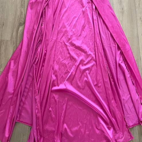 FashioNova Hot Pink Satin Maxi Dress