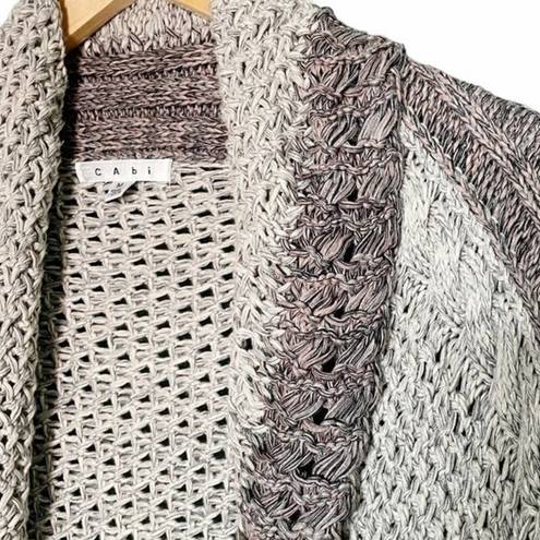 CAbi  Sweater Shadow Circle Gray Shawl Collar Chunky Knit Open Cardigan Sz Medium