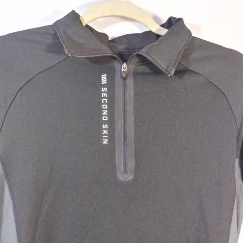 Second Skin  Black Gray Compression Running Athletic Pull Over Top Size M