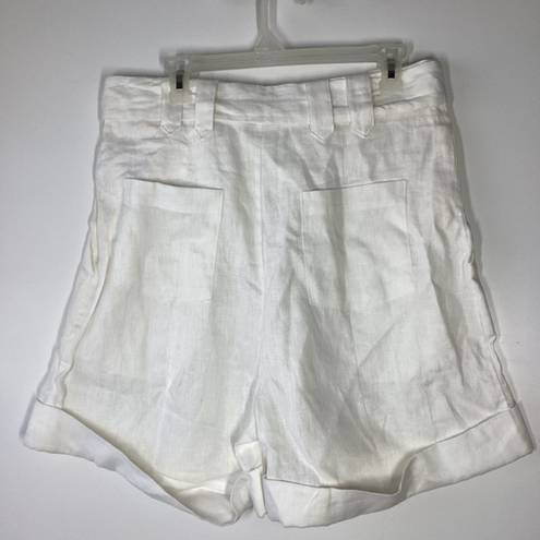 Farm Rio  Tailored Linen High Rise Shorts cream/ivory Size Large