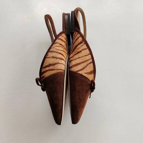 Ann Taylor NEW  Brown Zebra Print Calf Hair Fur Pointed Toe Flats WOMENS SIZE 7M