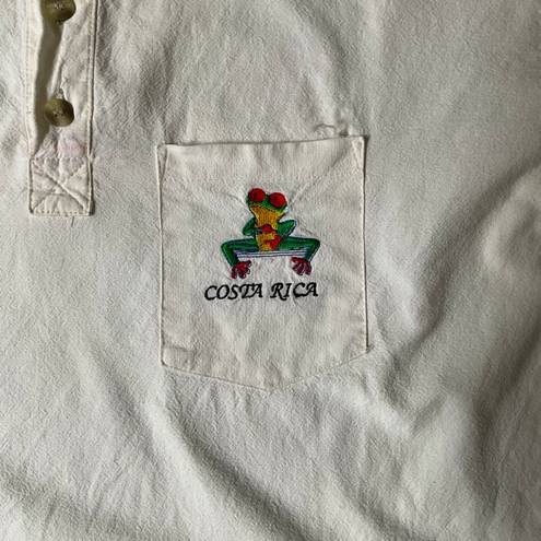 Polo Vintage White Coats Rica Frog Cotton  Short Sleeve Button Down Sz XL