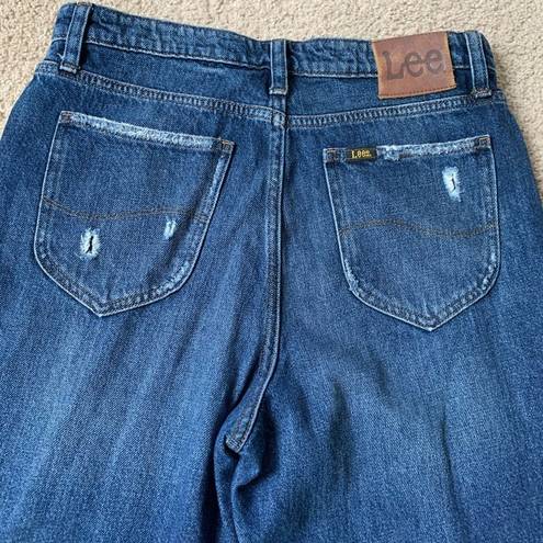 Lee VTG  Distressed Dark Wash Hippie Flare Mom Jeans Size 30/8