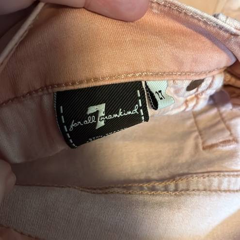 7 For All Mankind For All Mankind jeans in a peach color. Size 27. The Cropped Skinny. EUC.