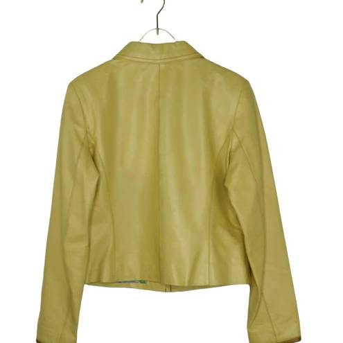 Bernardo 90s  Vintage Yellow Leather Jacket Medium Retro Y2k