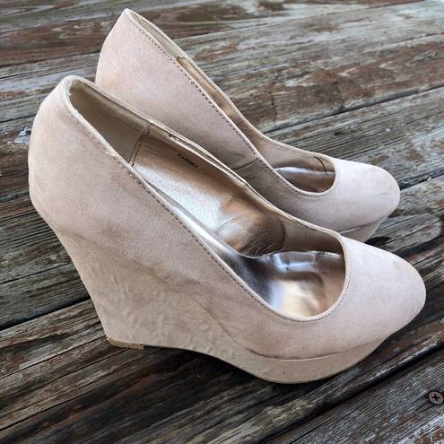 Charlotte Russe Taupe Suede Wedges