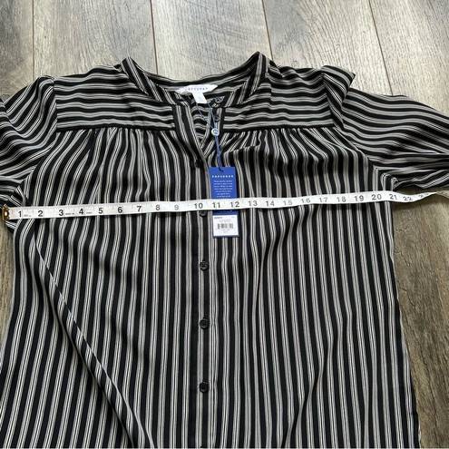 Popsugar  NWT Striped Long Sleeve Button Down Shirt Classic Black and White Top