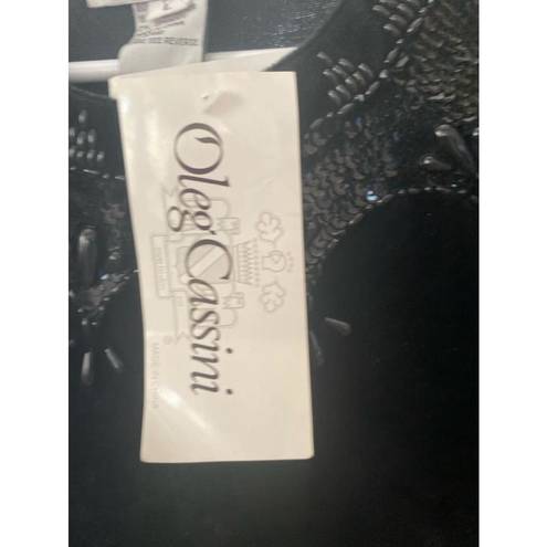 Oleg Cassini Women's  Black Beaded Bodysuit Size L