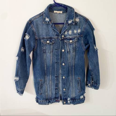 Hot & Delicious  distress oversized denim jacket size small