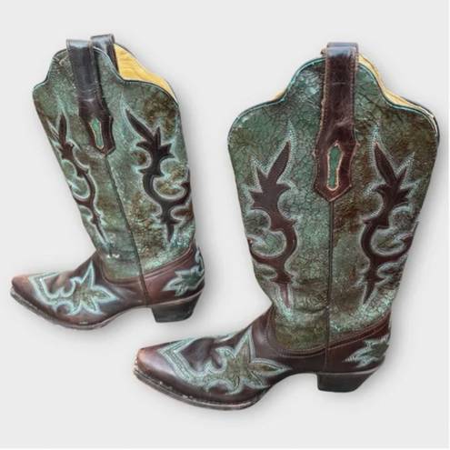 Corral Turquoise Inlay Leather Cowboy Boots