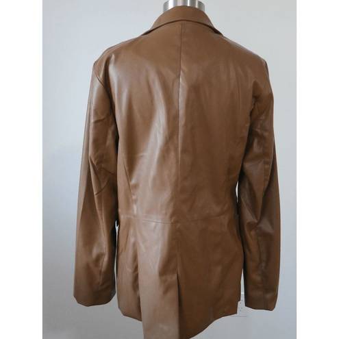 Laundry by Shelli Segal  Women's Brown Faux Leather Blazer Jacket XL #1869