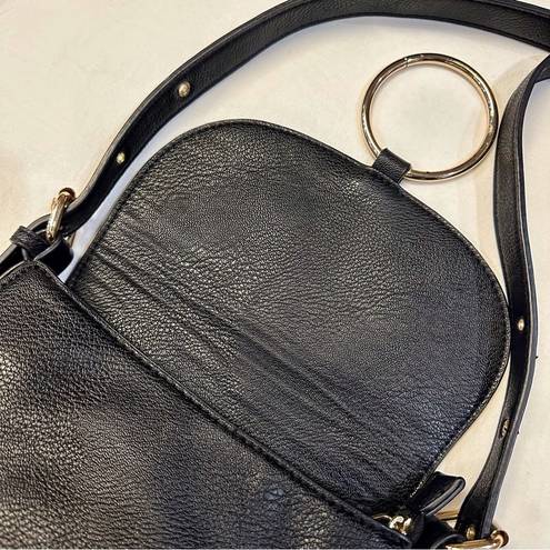 Krass&co G.H Bass & . Black Leather Crossbody Saddle Bag Purse