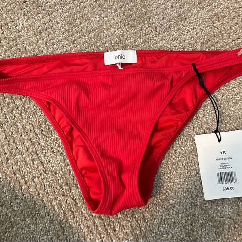 ONIA NWT  - Ashley Ribbed Bikini Bottom - Red Rock