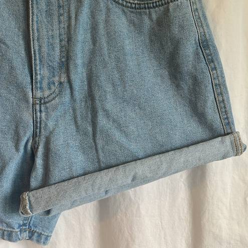 ZARA  High Waisted Light Wash Foldable Multi Length Mom Denim Jean Shorts