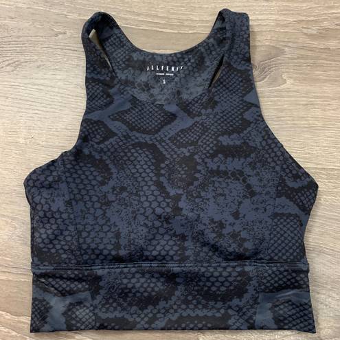 Anthropologie All Fenix  Navy Snakeskin Print Sports Bra Size Small