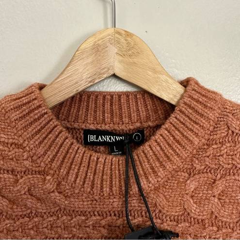 BLANK NYC NWT  Horizontal Cable Crewneck Sweater in Cry Me a River/Rust Size Large