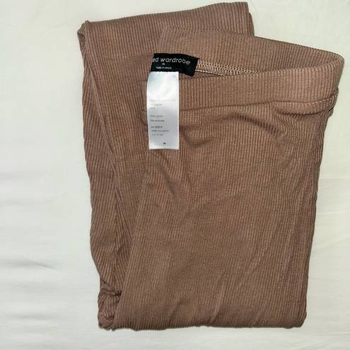 Naked Wardrobe NWOT  Brown Snatched Rib Leggings