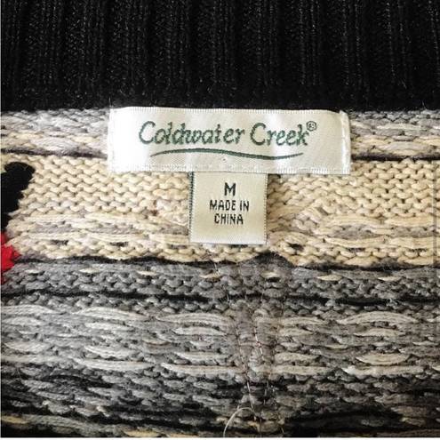 Coldwater Creek  Fair Isle Ski Theme Cardigan Sweater Medium