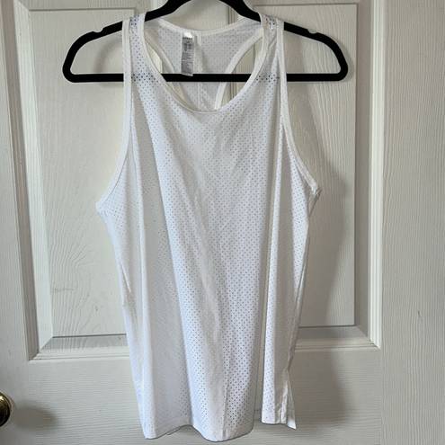 Spanx  Perforated White Racerback Tank Top Tee Size Large