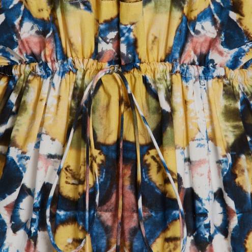 Alexis  Kasi Puff Sleeve Multi Color Mini Dress with Ruffles Tassel Ties Size XS
