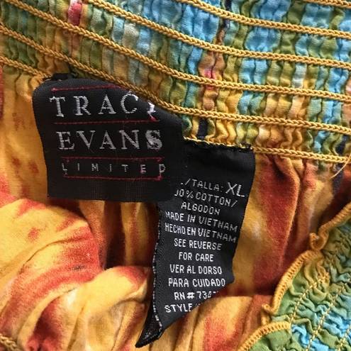 Tracy Evans Vintage Y2K  Light cotton tie dye Ruffle skirt tube top festival XL