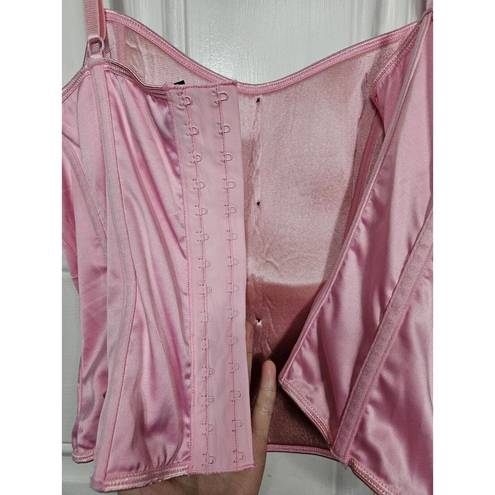 Victoria's Secret Sexy Little Things Size Large Pink Satin Corset Bustier Lace