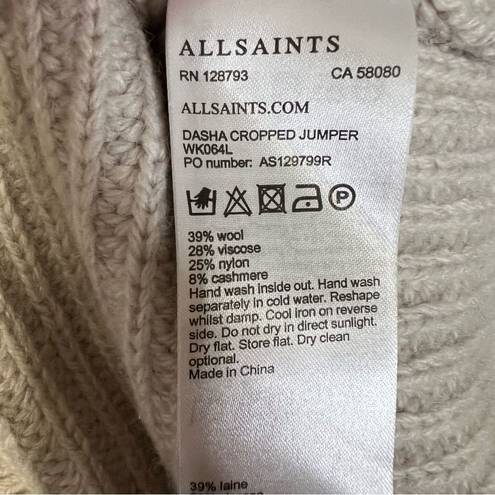 All Saints Dasha Crop Jumper Cold shoulder sweater size Small