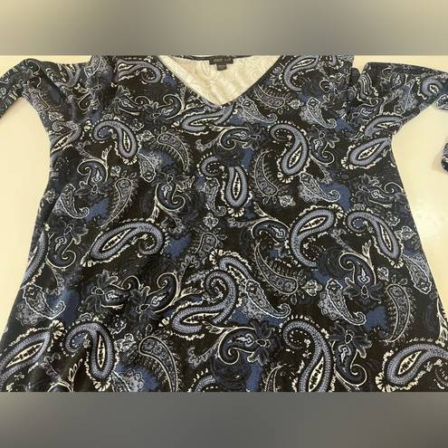 J.Jill  Wearever Collection Stretch Jersey Knit Paisley Print Dress Petite Large