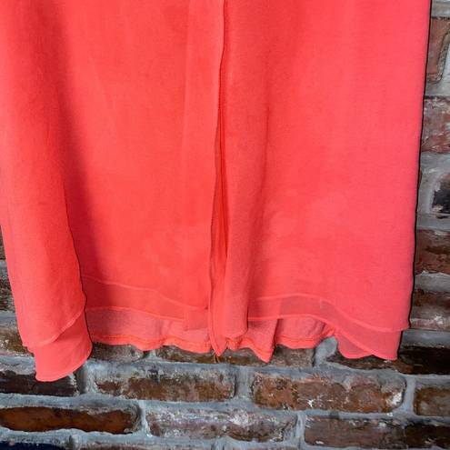 Bobeau  Coral Orange Knit Chiffon V-Neck Tank Top Women's Size Large