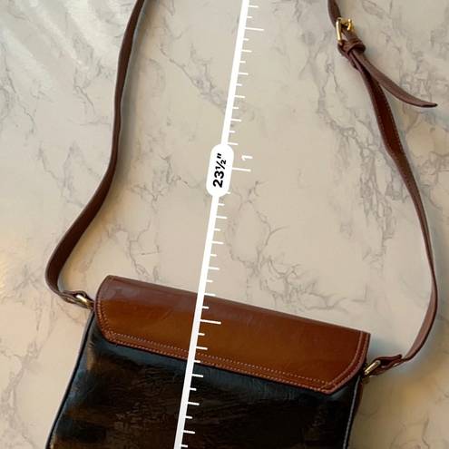 Moda BROWN/BLK LEATHER WOMEN'S SHOULDER PURSE HANDBAG BY  ITALIA