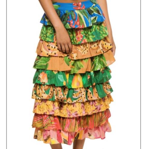 Farm Rio COPY - NEW  Mixed Prints Multi-Layered Midi Skirt
