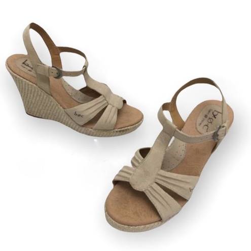 Born concept b.o.c  Beige T-Strap Suede Wedge